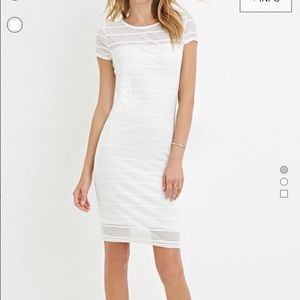 Forever 21 white striped mesh dress