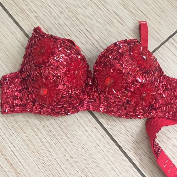 Red sequin costume bra