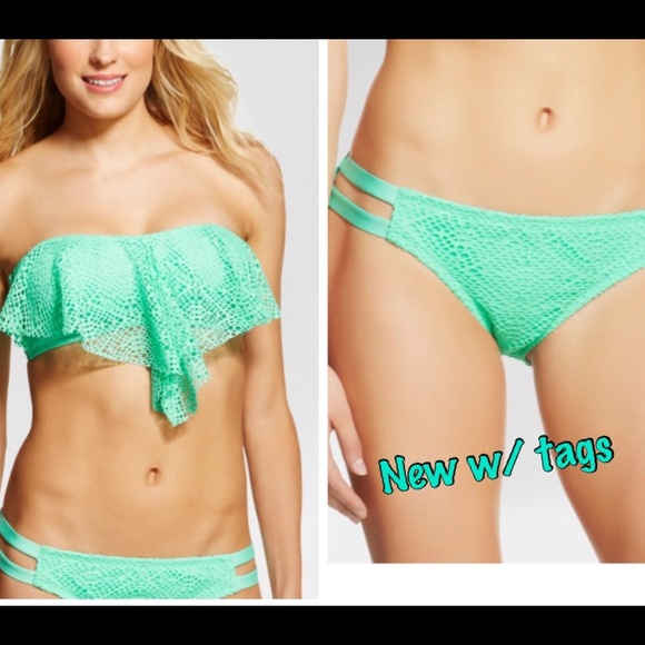 Mossimo Supply Co. Other - NWT• MOSSIMO •Flounce Crochet Bandeau Bathing Suit