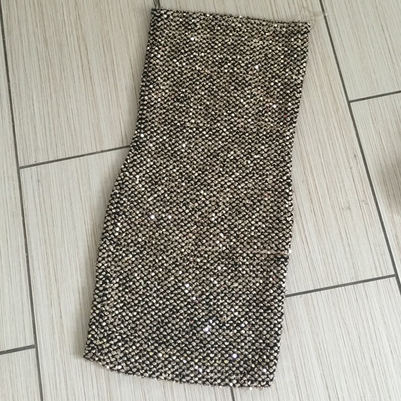 Gold sequin tube top dress