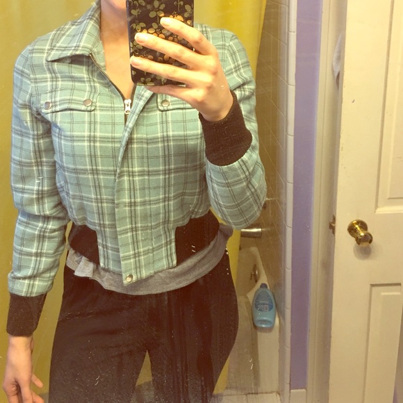 Blue and white  plaid jacket