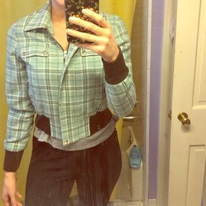 Blue and white  plaid jacket