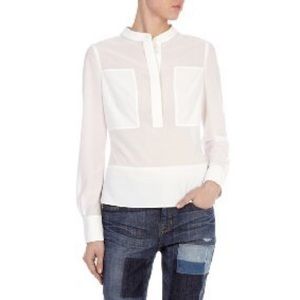 Karen Millen White Sheer Paneled Shirt US Sz. 6