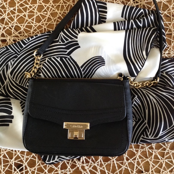 Calvin Klein Handbags - Calvin Klein Black Saffiano Leather Crossbody Bag
