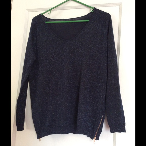glittery v neck sweater