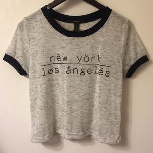 Heather Grey & Black New York & LA Crop Top