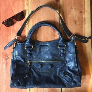 Blue leather bag