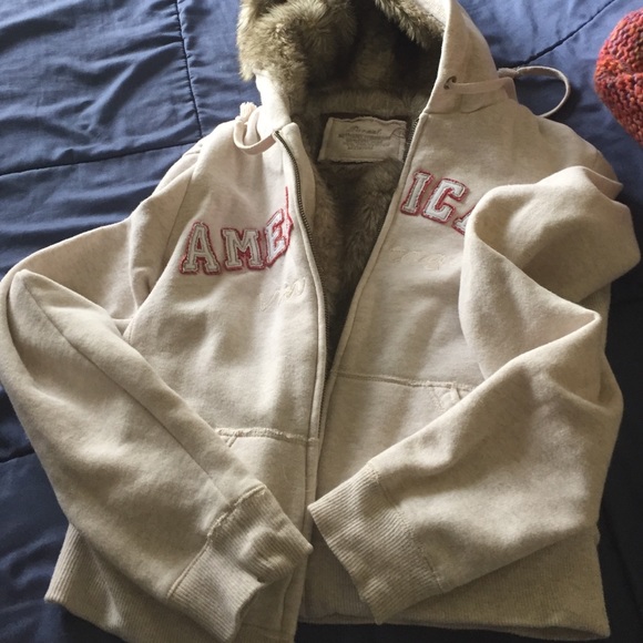 Tan fur zip up hoodie