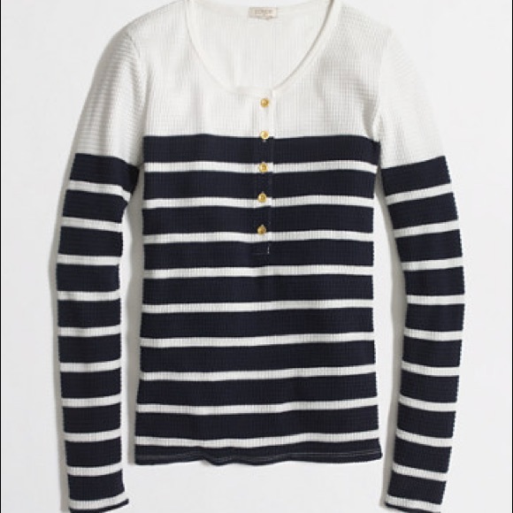 Navy & white cotton long sleeve top
