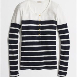 Navy & white cotton long sleeve top