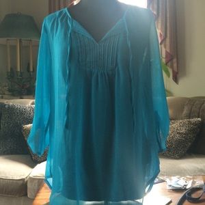 Express Tunic- Bright Blue/ sequins- Size Small