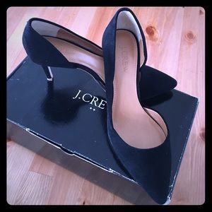 Black suede low heel Jcrew shoes