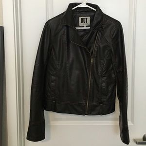 KUT from the Kloth Black Faux Leather Moto Jacket