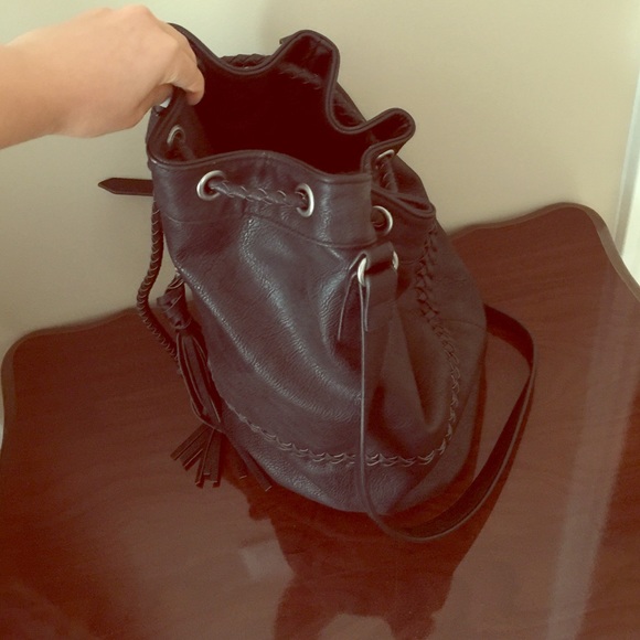 Free People black leather cross body bag