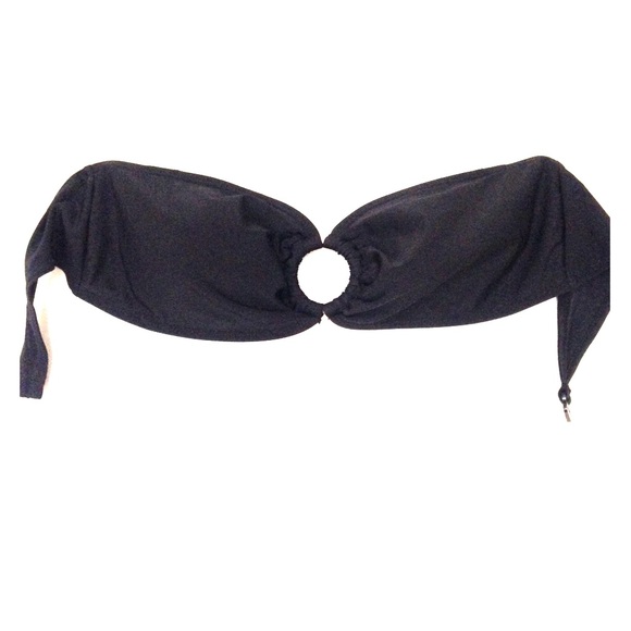 Black strapless bathing suit top.