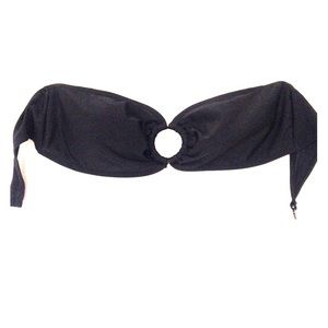 Black strapless bathing suit top.