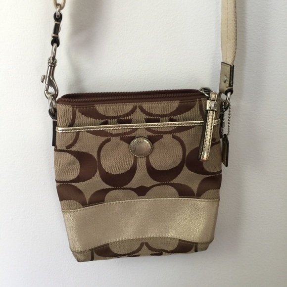 Coach Gold and Tan Crossbody Bag