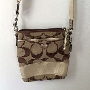Coach Gold and Tan Crossbody Bag