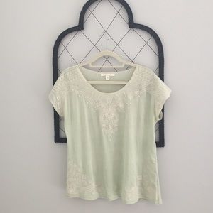 Francesca's Mint Embroidered Top