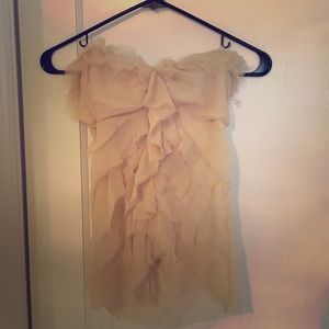 Bebe nude ruffle chiffon tube top