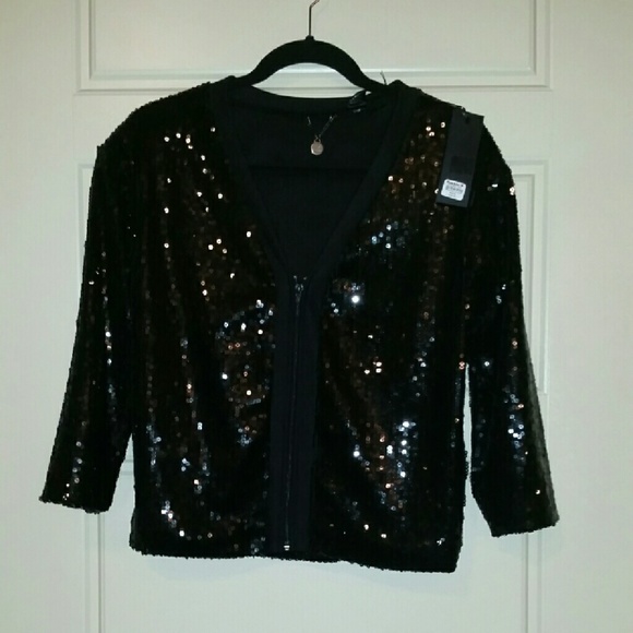 BKE boutique black sequin jacket