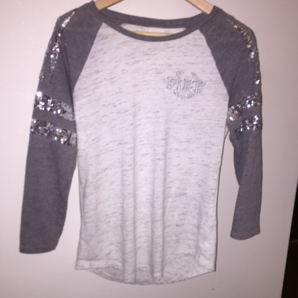 PINK sequins baseball tee - Picture 1 of 2