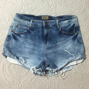 High waisted denim shorts