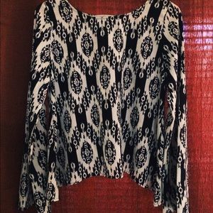 Vintage Havana black & white blouse w/ open back