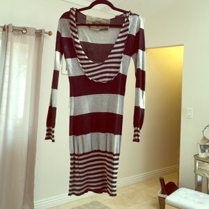 Black and grey striped dress.
