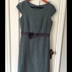 Tocca wool herringbone cap-sleeve sheath