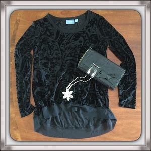 Vera Wang Alpine Black Brocade Hi Lo Tunic. NWT.