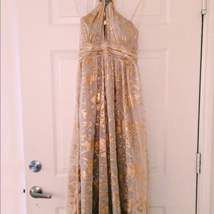 Arden B Gold & Cream Floor Length Dress