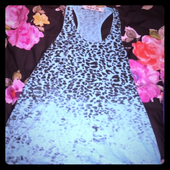 Bright Blue Cheetah Print Fade Tank