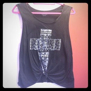 Black cross hippie top with tie