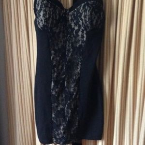 black strapless mini dress