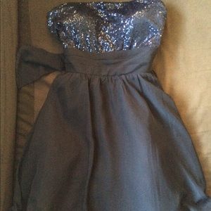 Strapless blue sequin prom/homecoming dress
