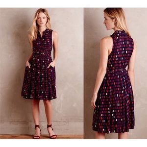 NWT Anthropologie "Brynn" Red/Navy Shirtdress M