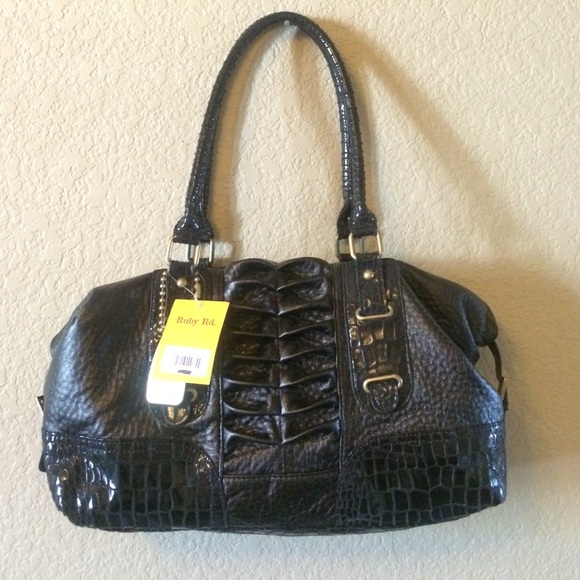 BRAND NEW black hand bag • purse • RUBY RED brand