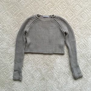 T by Alexander Wang Cropped Sweater in Gray