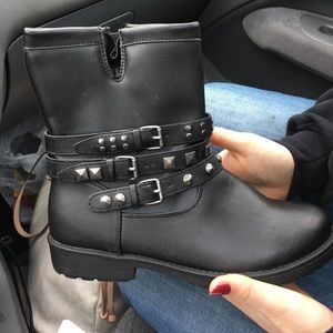 Black and silver boots