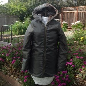 Olive Green Faux Fur Lined Jacket