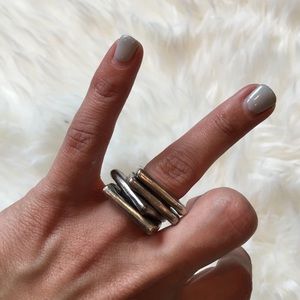 SOLD hammered silver rings set of four