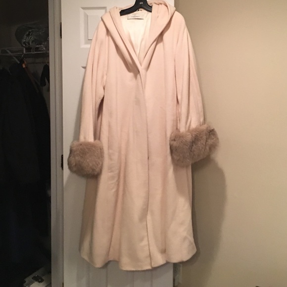 Marina Rinaldi cashmere coat.  Fur trim and hood