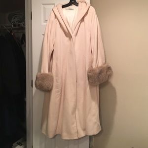 Marina Rinaldi cashmere coat.  Fur trim and hood