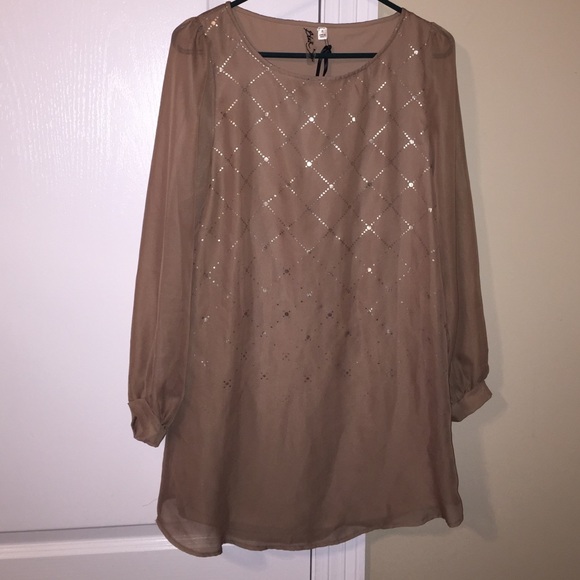 Black Swan Dresses & Skirts - Black Swan tan dress with sliver dots