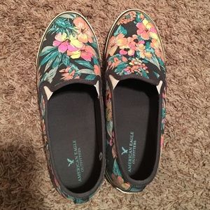 Floral print loafers