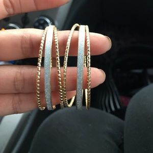 Medium Gold and silver hoop earrings