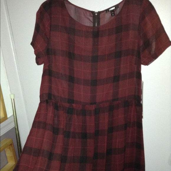 Goth Plaid Chiffon Dress - Picture 1 of 4