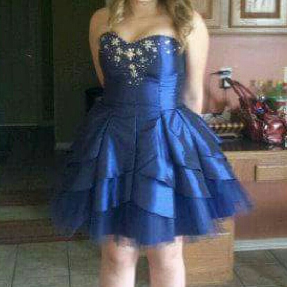 Strapless blue homecoming/formal dress
