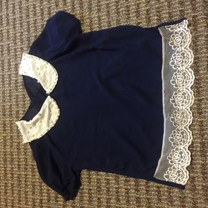 Cute top navy and lace
